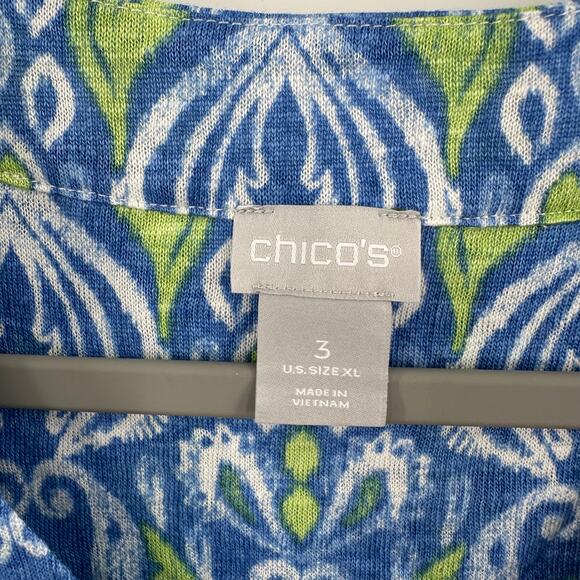 Chico's 3 Blooming 100% Linen Tunic in Regatta Blue Size XL - Picture 2 of 7